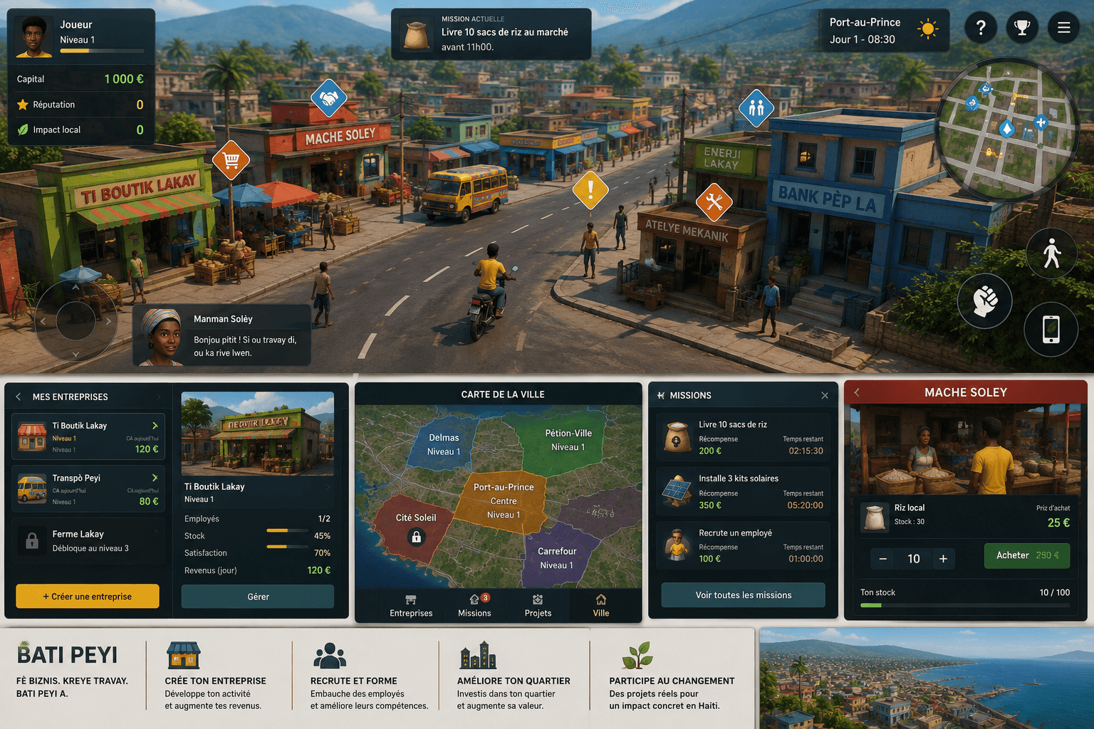 Bati Peyi game preview: starting neighborhood in 3D